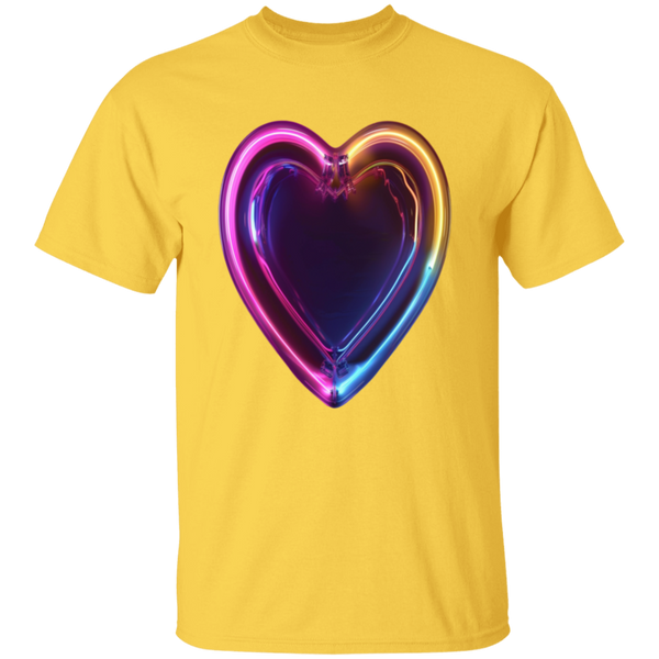 Glowing Neon Heart  5.3 oz.  100% Cotton T-Shirt