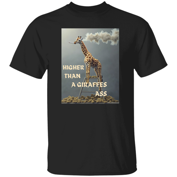 HigherThanAGiraffesAss High-Quality 5.3oz Cotton T-Shirt – "Higher Than a Giraffe’s Ass" Funny Graphic Tee for Everyday Comfort