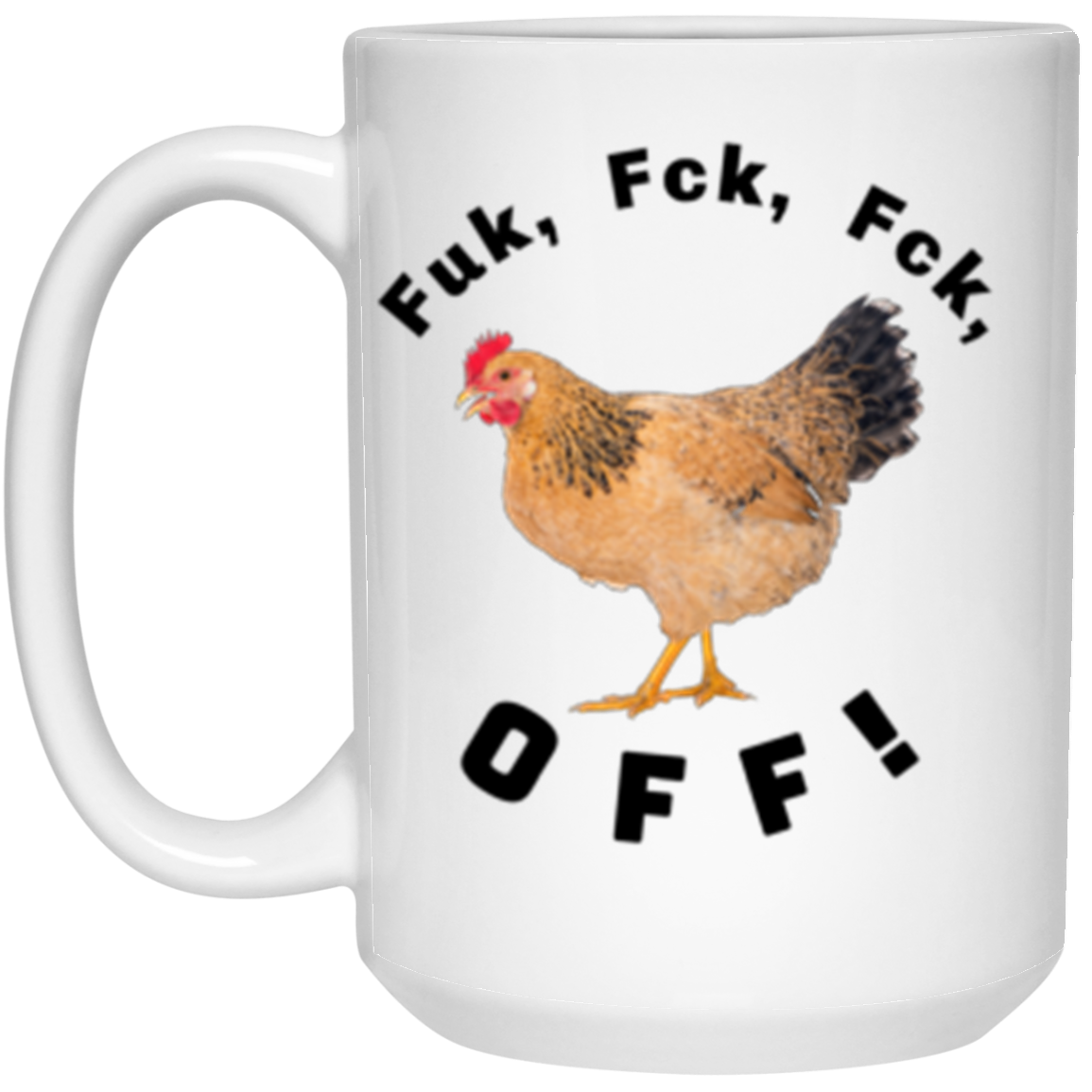 Rise and Shine with a Sense of Humor: 15oz White Ceramic Mug with Rooster Elegance & a Sassy Comment