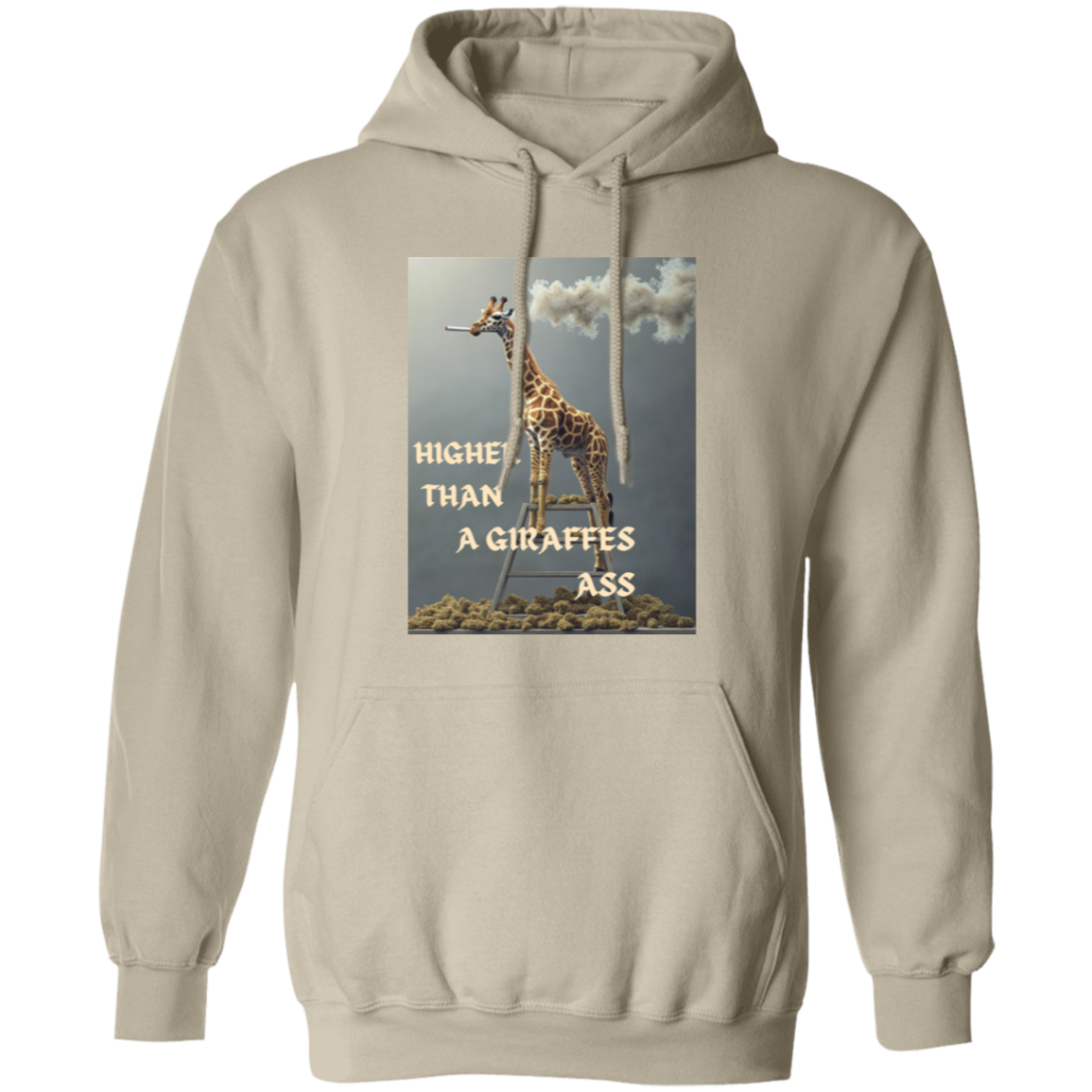 HigherThanAGiraffesAss Comfortable 8oz Unisex Hoodie – "Higher Than a Giraffe’s Ass" Funny Graphic Hoodie with Durable Stitching, Double-Layer Hood & Pouch Pocket