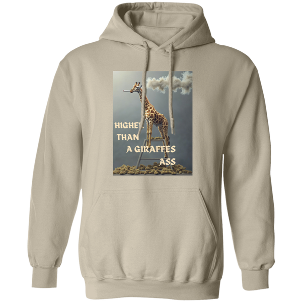HigherThanAGiraffesAss Comfortable 8oz Unisex Hoodie – "Higher Than a Giraffe’s Ass" Funny Graphic Hoodie with Durable Stitching, Double-Layer Hood & Pouch Pocket