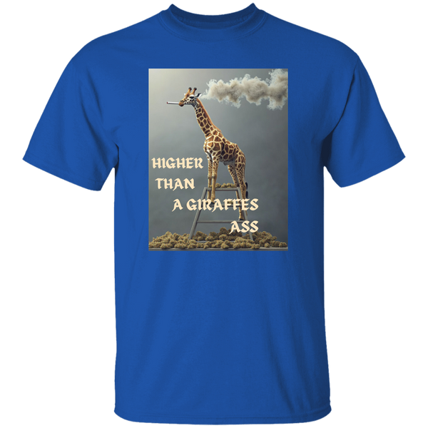 HigherThanAGiraffesAss High-Quality 5.3oz Cotton T-Shirt – "Higher Than a Giraffe’s Ass" Funny Graphic Tee for Everyday Comfort