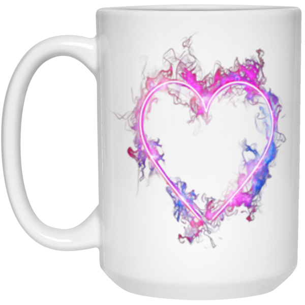 Flaming Heart 15oz White, Black  or Royal Blue Ceramic Coffee Mug