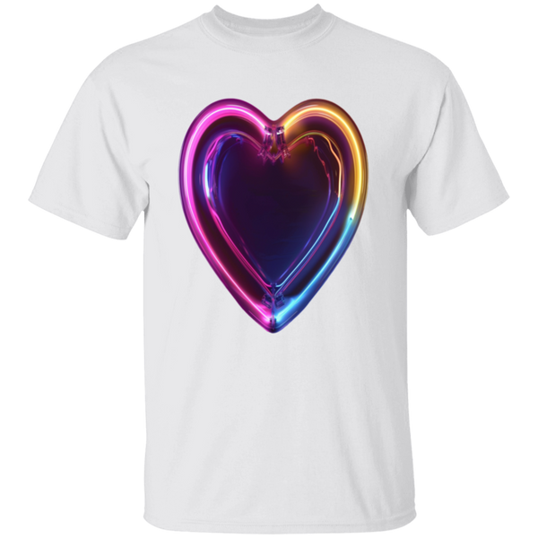 Glowing Neon Heart  5.3 oz.  100% Cotton T-Shirt
