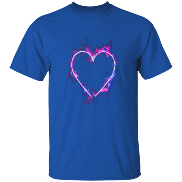 Flaming Neon Heart 5.3 oz.  100% USA Cotton T-Shirt