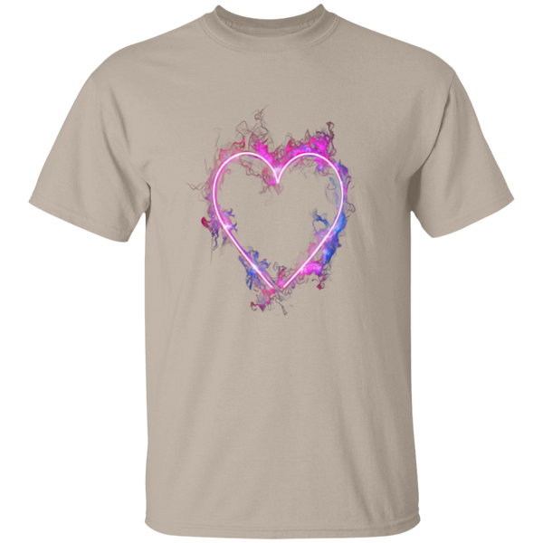 Flaming Neon Heart 5.3 oz.  100% USA Cotton T-Shirt