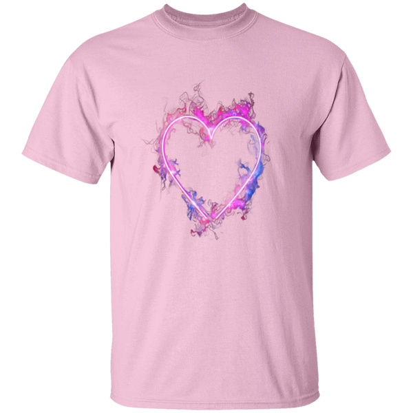 Flaming Neon Heart 5.3 oz.  100% USA Cotton T-Shirt
