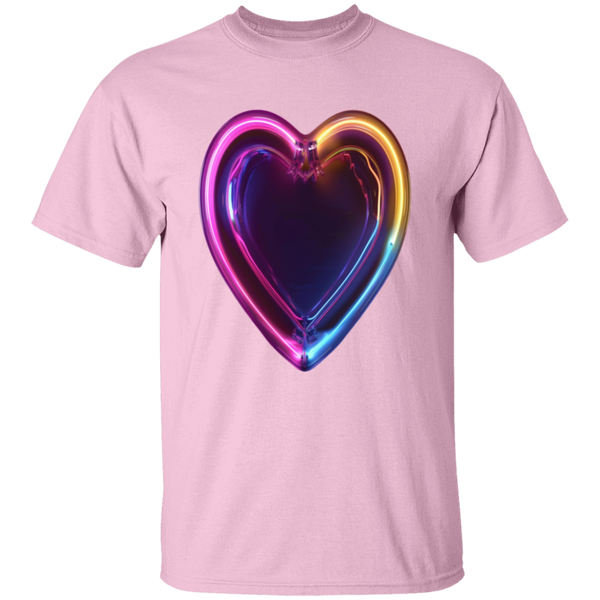 Glowing Neon Heart  5.3 oz.  100% Cotton T-Shirt