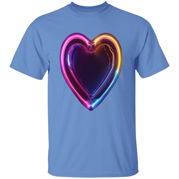 Glowing Neon Heart  5.3 oz.  100% Cotton T-Shirt