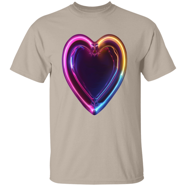 Glowing Neon Heart  5.3 oz.  100% Cotton T-Shirt