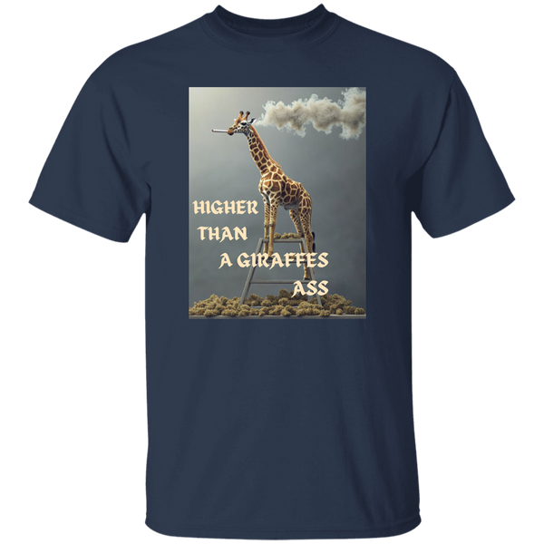 HigherThanAGiraffesAss High-Quality 5.3oz Cotton T-Shirt – "Higher Than a Giraffe’s Ass" Funny Graphic Tee for Everyday Comfort